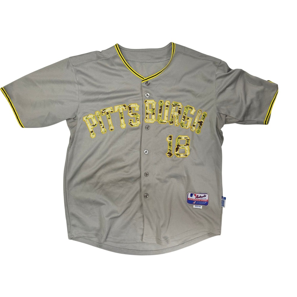 Majestic Pittsburgh Pirates Neil Walker 18 Camo Jersey Mens 48 Grey MLB Jersey